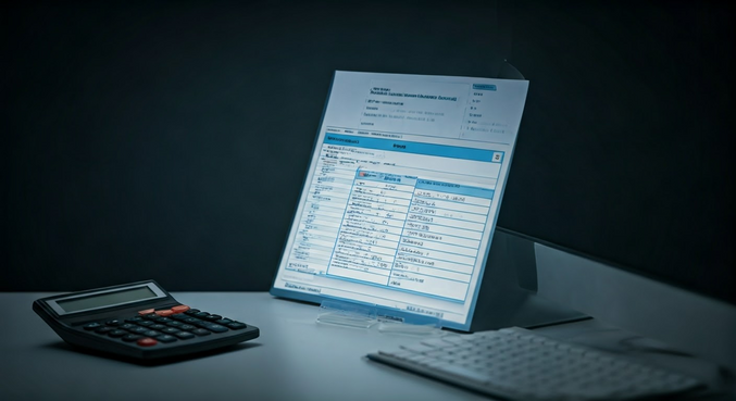 alt_text: Mały przedsiębiorca pracuje przy biurku, skupiony na wypełnianiu deklaracji VAT.